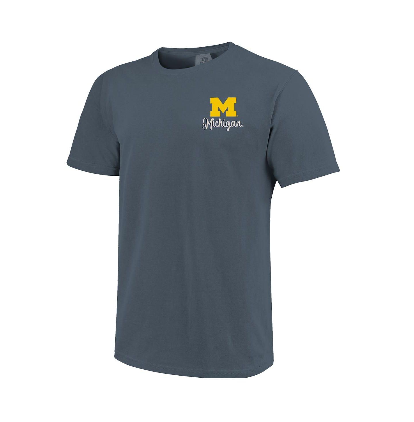 Женская футболка Image One Navy Michigan Wolverines Comfort Colors Campus Scene Drawing Script — фото 2