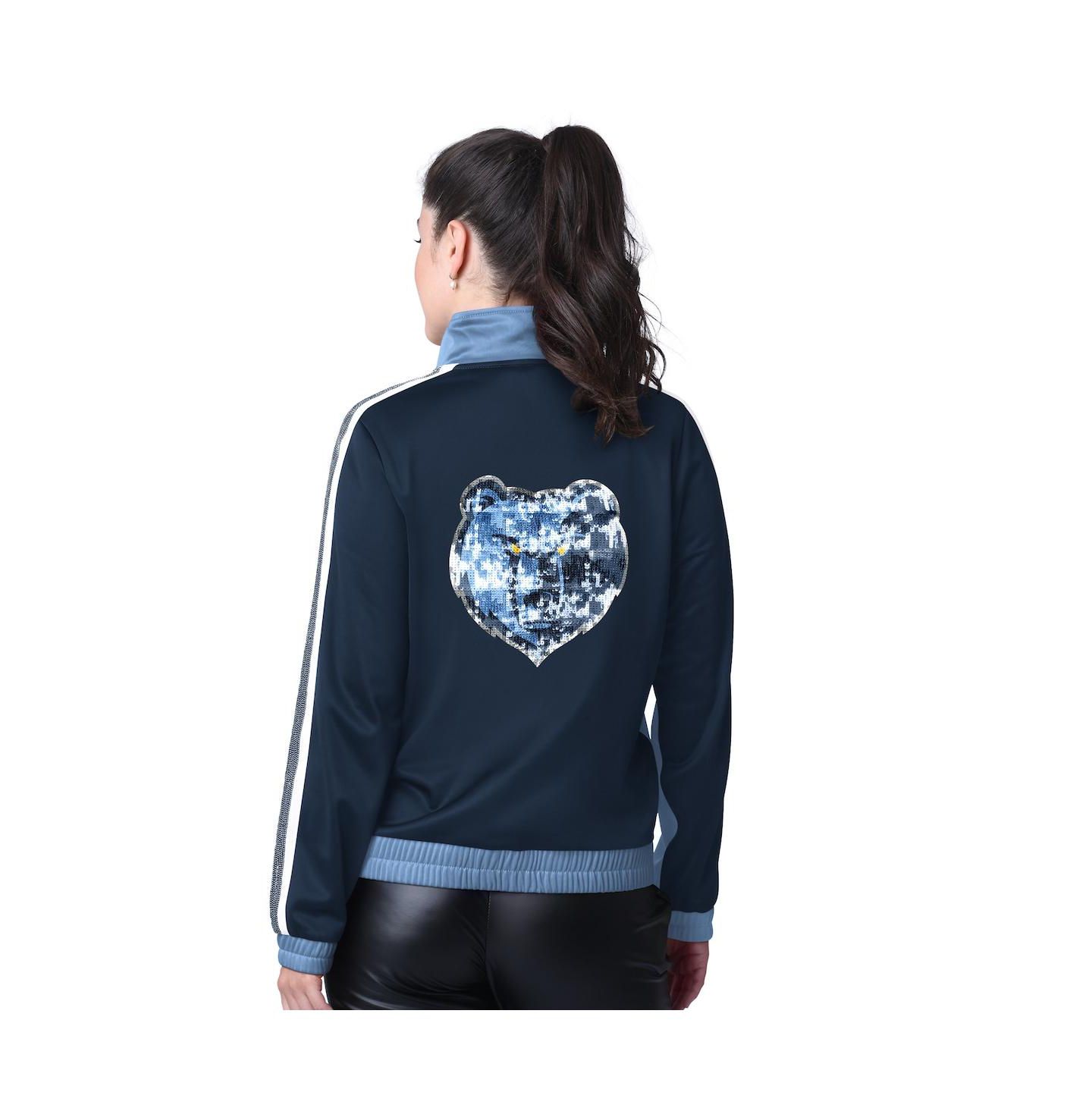 Женская куртка G-III 4Her by Carl Banks Light Blue/Navy Memphis Grizzlies Rebel Sequin Bling Full-Zip Track Jacket — фото 2