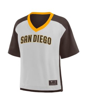 Women's Brown/Graphite San Diego Padres Oversized Race To Win V-Neck T-Shirt