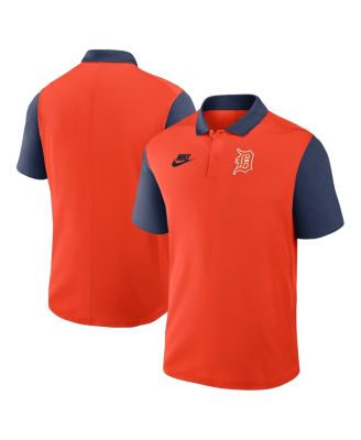 Men's Orange/Navy Detroit Tigers Cooperstown Collection Color Block Victory Performance Polo Shirt