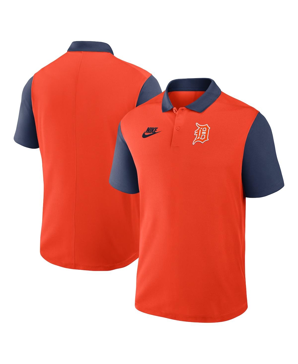 Nike Men's Orange/navy Detroit Tigers Cooperstown Collection Color Block Victory Performance Polo Shirt