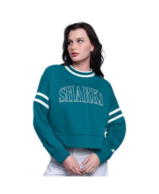 Starter - Women's Teal San Jose Sharks Power Play Cropped Pullover Sweatshirt