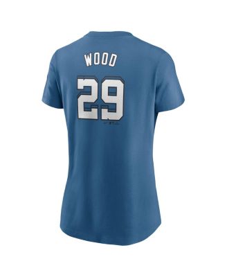 Women's James Wood Blue Washington Nationals 2025 City Connect Fuse Name Number 2.0 T-Shirt