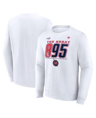 Fanatics - Men's Alexander Ovechkin White Washington Capitals NHL All-Time Leading Goal Scorer The Great 895 Fleece Pullover Sweatshirt