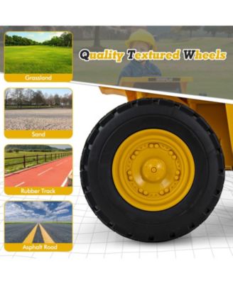 12V Caterpillar Licensed Kids Ride on Dump Truck with Tiltable Bump Bed