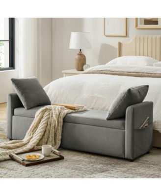 Gema Modern Storage Bench with Two Pillows and Pocket