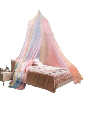 Breathable Juvi Princess Rainbow Color Hanging Dome Canopy Tent Curtain Drape