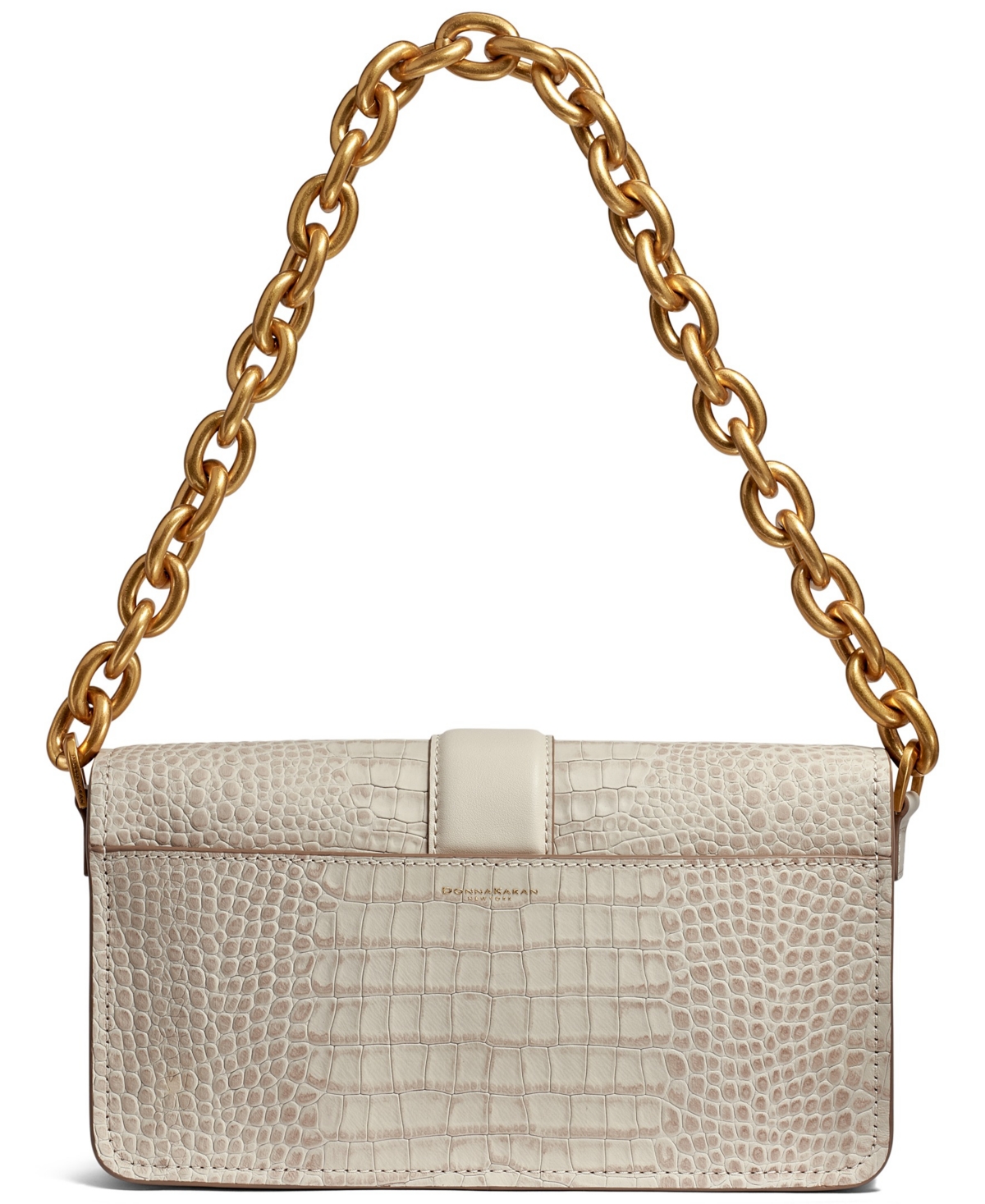 Donna Karan Valley Stream Embossed Croco Shoulder In Neutral