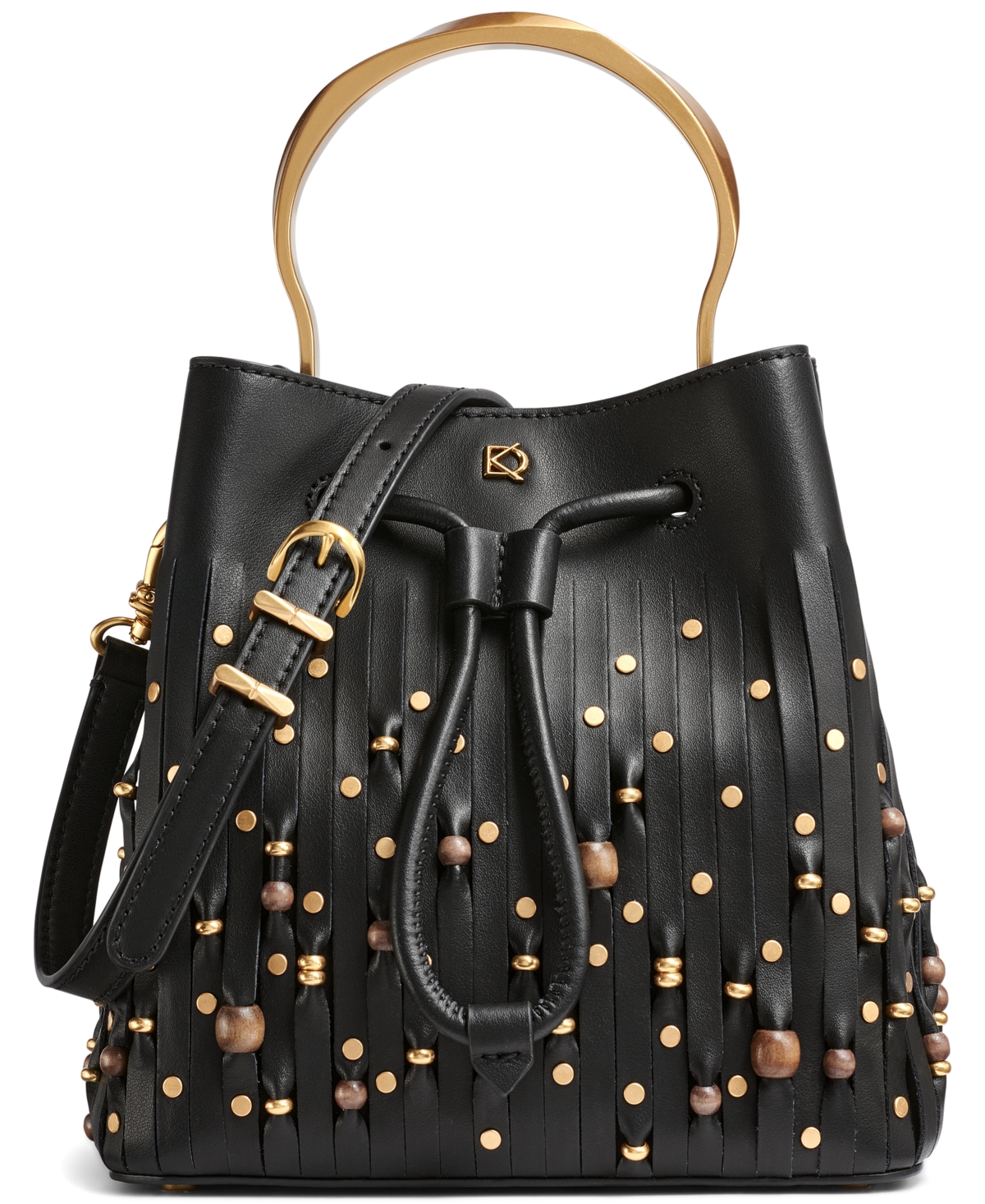 Donna Karan Lawrence Beaded Laser-cut Mini Bucket Bag