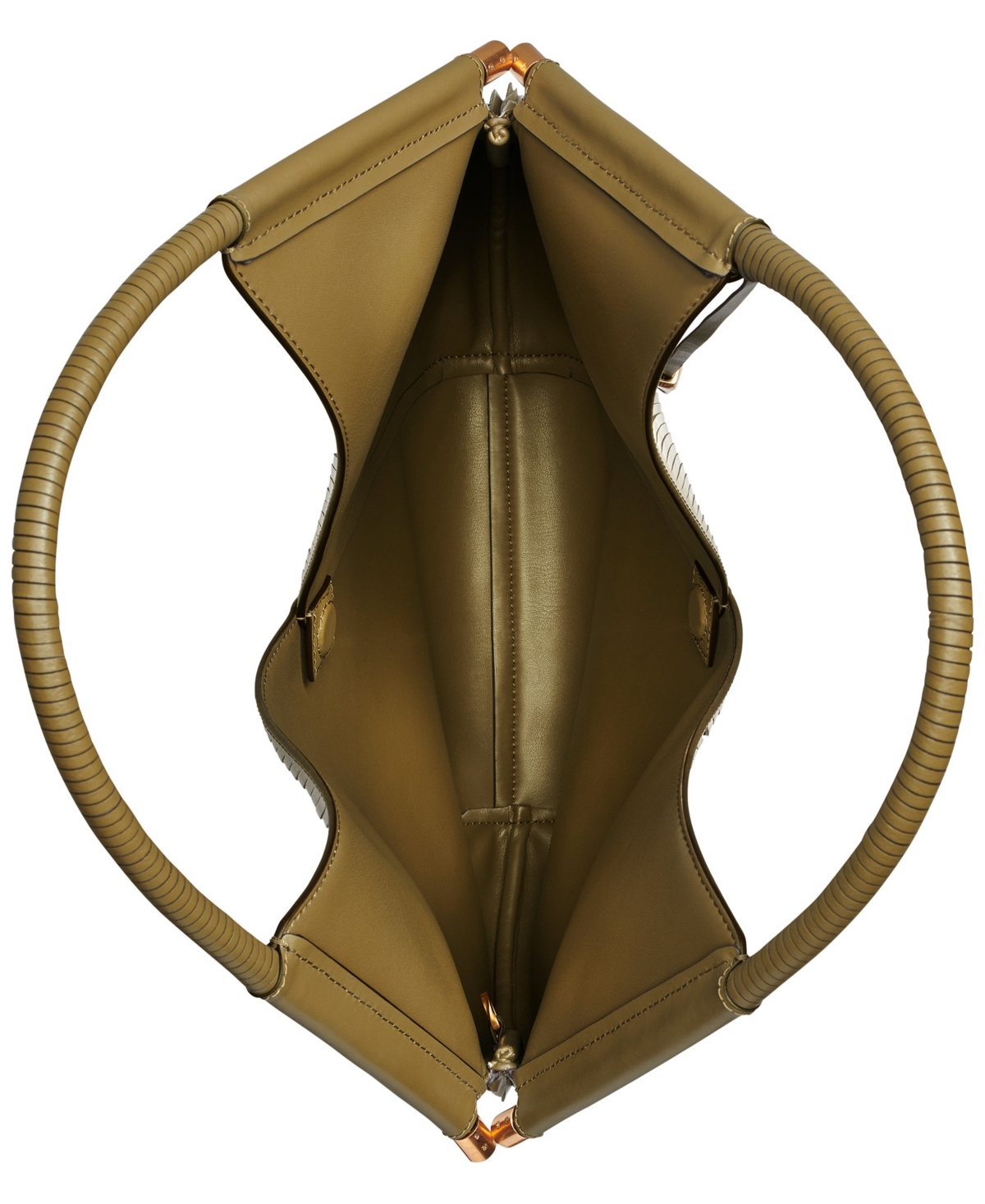 DONNA KARAN DONNA KARAN BALDWIN LARGE LASER-CUT SHOULDER WITH LEATHER WRAPPED ROUNDED HANDLE 
