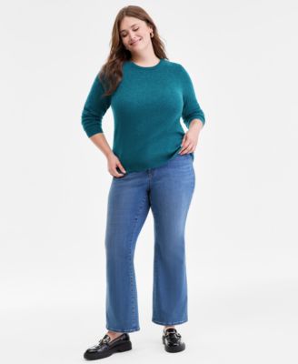 Plus Size 100% Cashmere Crewneck Sweater