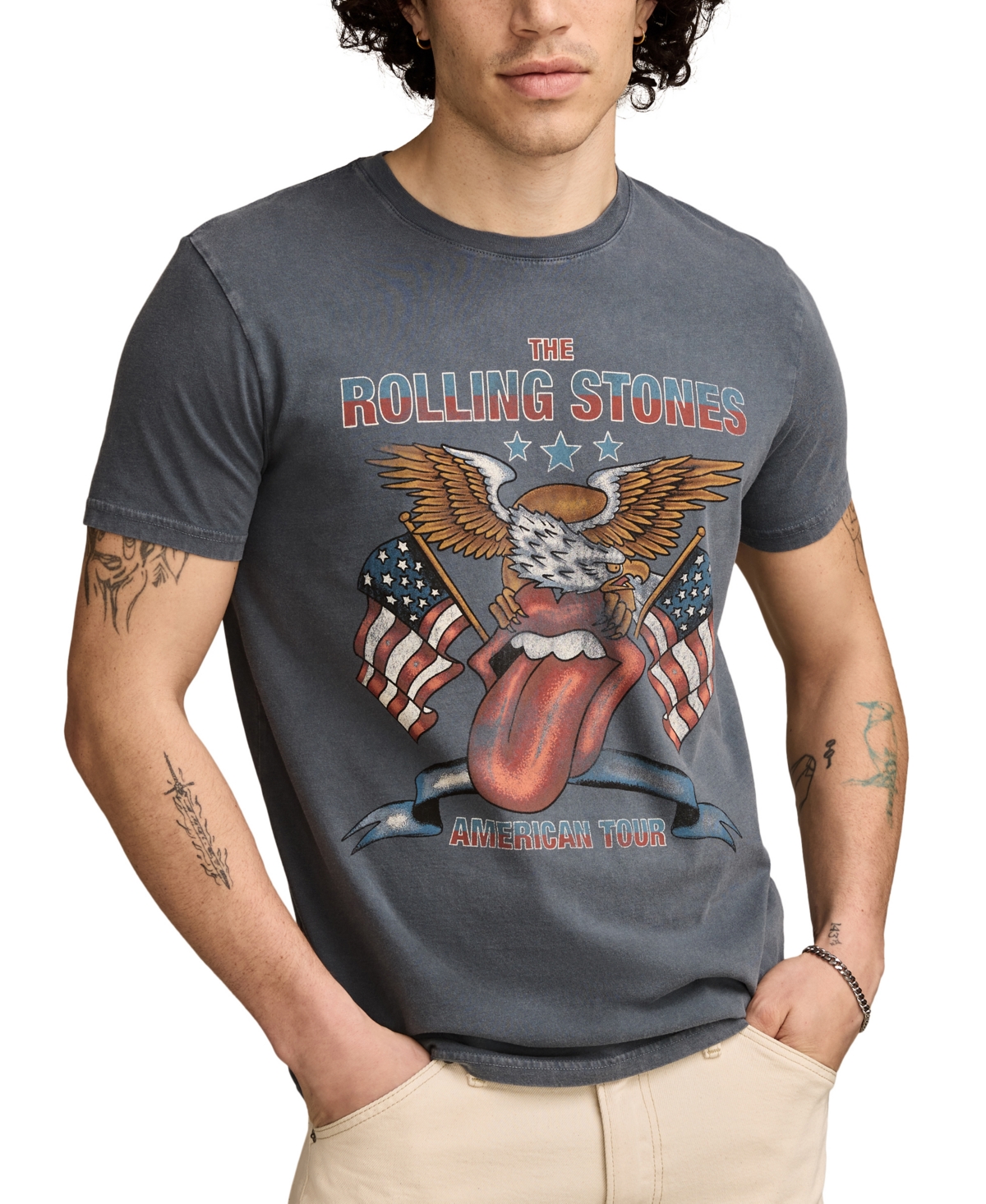 Men's Rolling Stones Short Sleeve Crewneck Eagle Graphic T-Shirt - Dark Slate