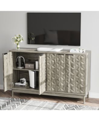 Modern Grey Buffet Cabinet with 4 Doors