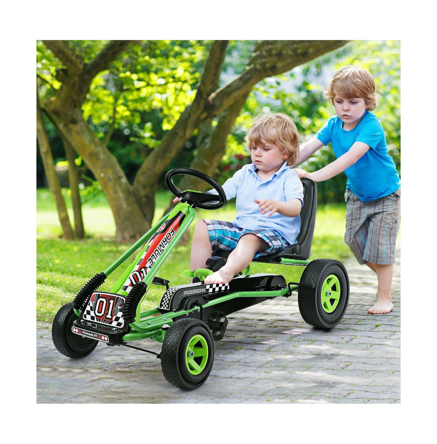 Детская игрушка Mecale 4-Wheel Pedal-Powered Go-Kart with Balancing System and Adjustable Seat, Ages 3+, цвет: Зелёный — фото 2