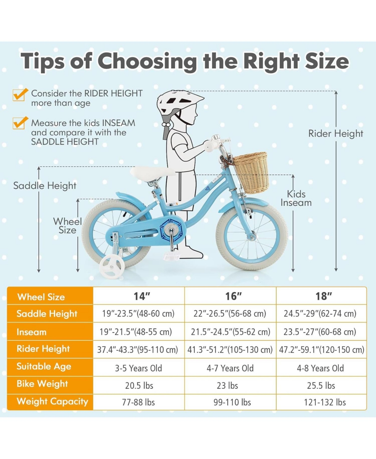 14-Inch Kids Bike with Training Wheels and Adjustable Handlebar Seat