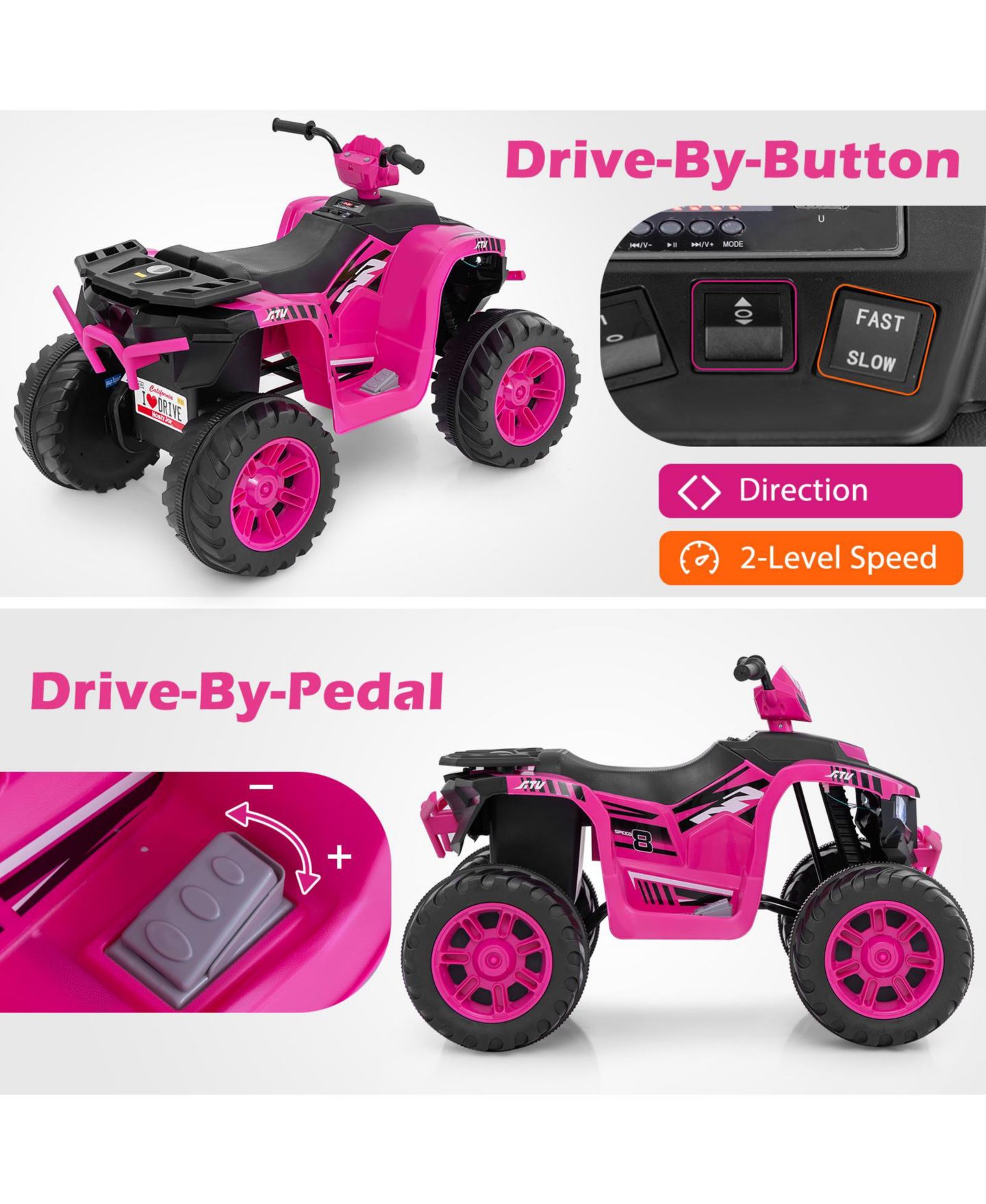 Детская игрушка Mecale 24V Electric Ride-On Wireless Connectivity ATV, 3–8 лет, цвет: Чёрный — фото 6