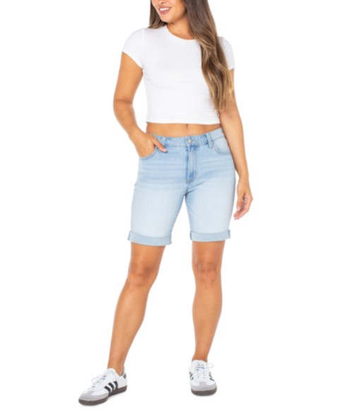 Женские Celebrity Pink Juniors' Cuffed Hem Bermuda Denim Shorts