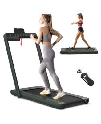 2-in-1 Electric Motorized Folding Treadmill with Dual Display and Speaker
