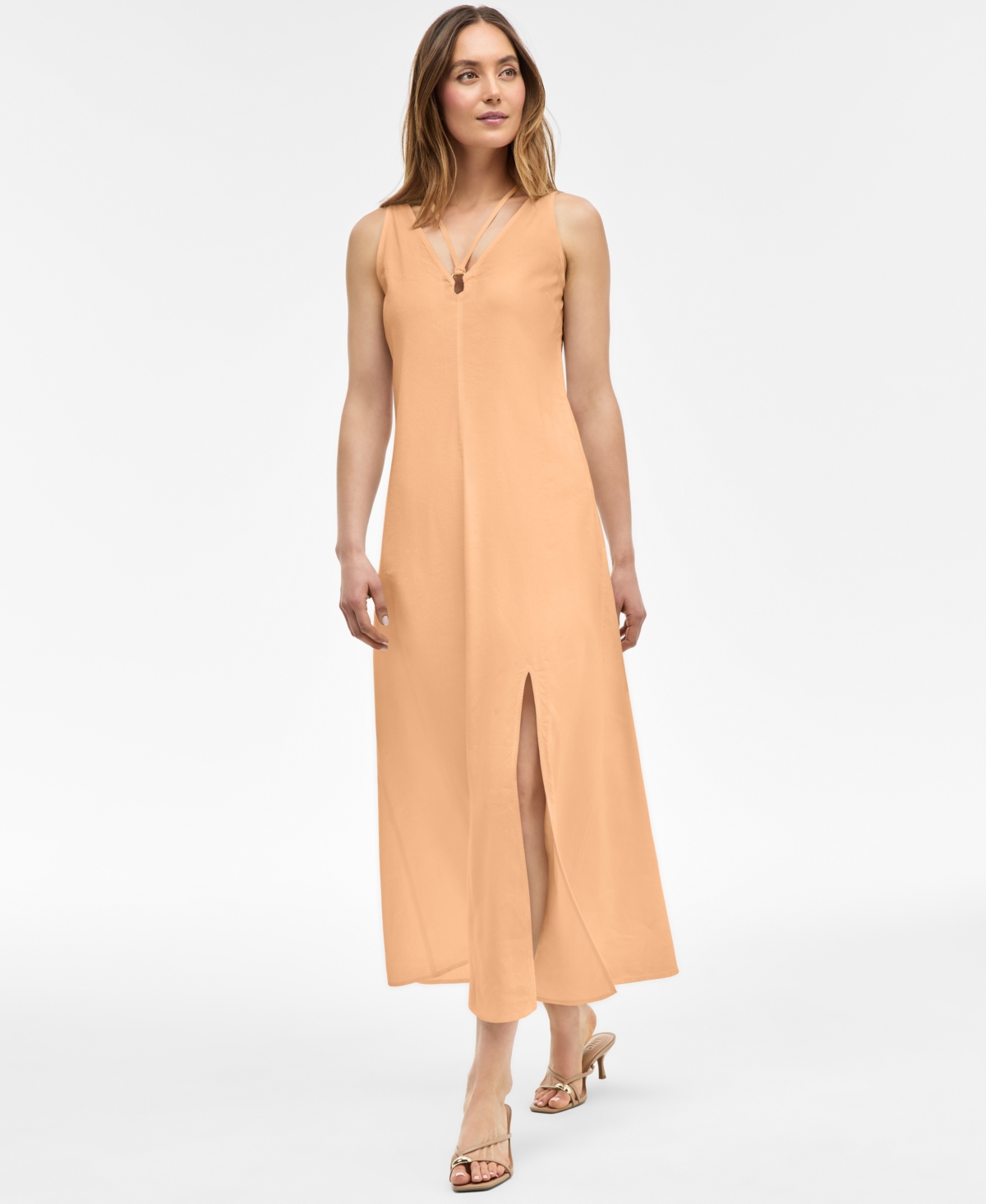 Inc International Concepts Women's Linen-blend O-ring Maxi Dress, Exclusively At Macy's