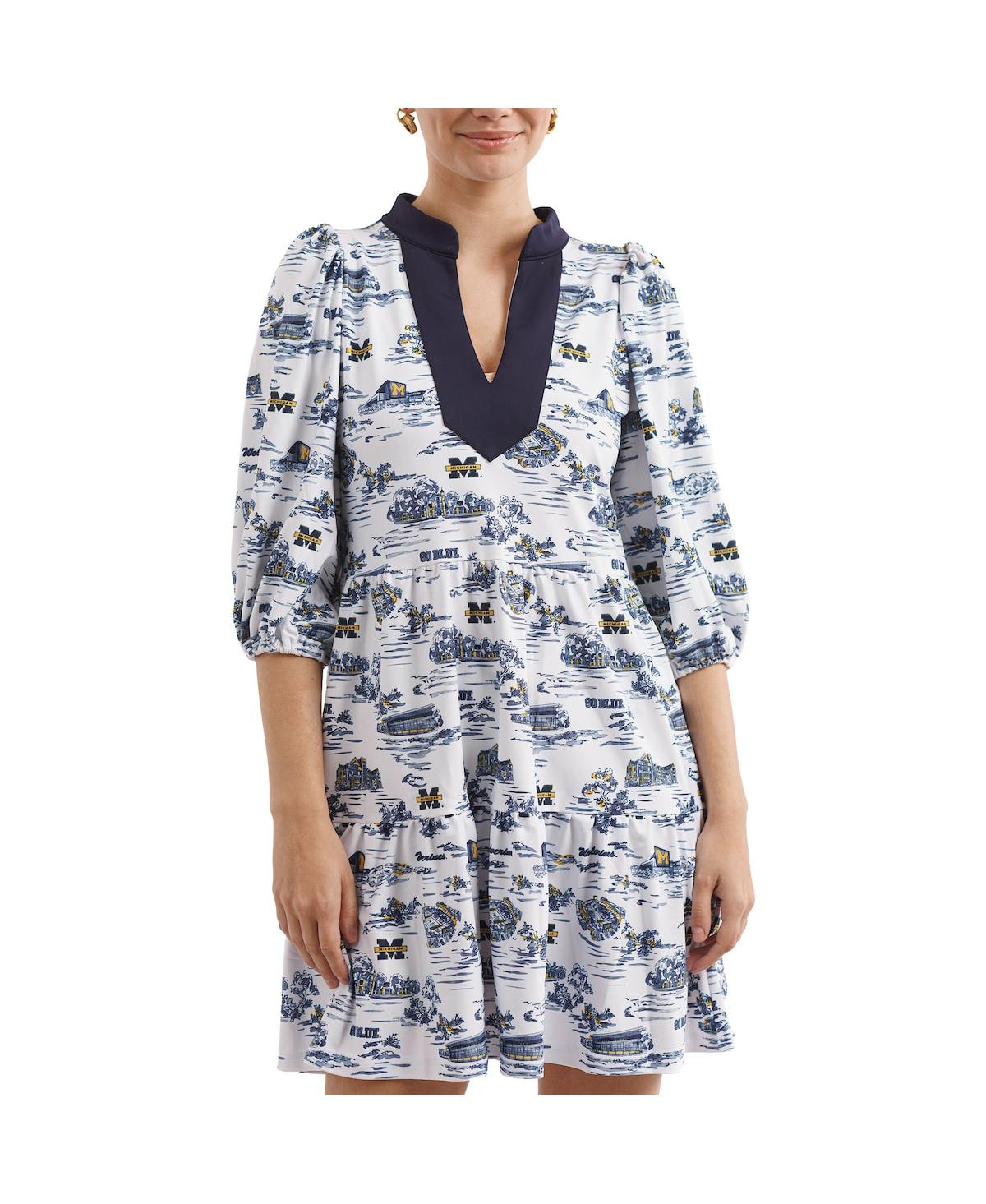 Women's White/Blue Michigan Wolverines Tailgate Collection Tory Dress - White, Blue