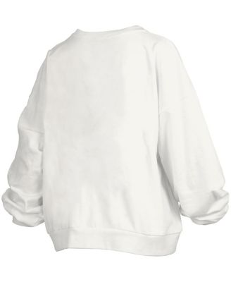 Women's White Florida Gators 2025 NCAA Men's Basketball National Champions Trilogy Basketball Janice Oversized Fleece Pullover Sweatshirt