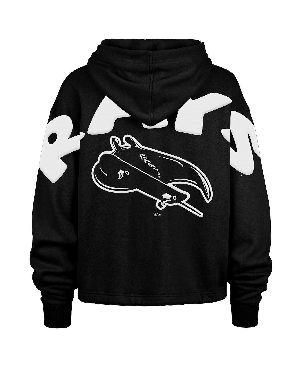 47 BRAND WOMEN'S BLACK TAMPA BAY RAYS CITY CONNECT VENICE CROPPED PULLOVER HOODIE 
