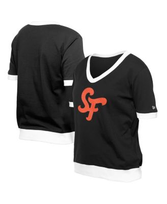 Women's Black San Francisco Giants 2025 City Connect Rhinestone V-Neck T-Shirt