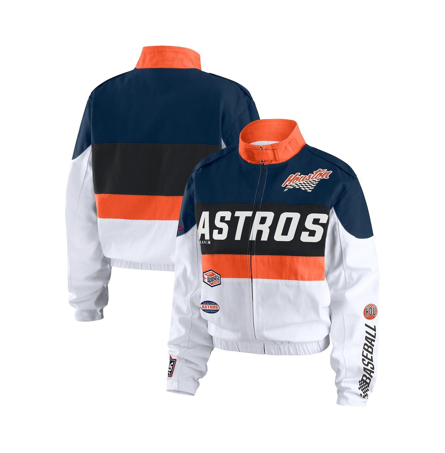 Женская куртка WEAR by Erin Andrews Orange/White Houston Astros Racing Full-Zip — фото 1