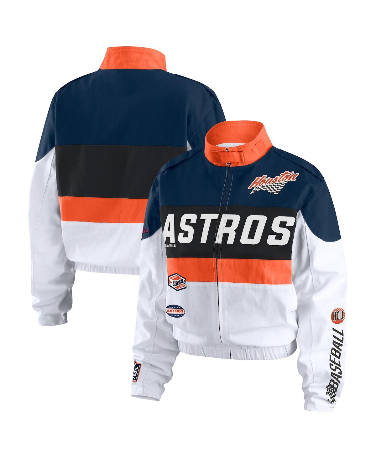 Wear By Erin Andrews Women's Orange/white Houston Astros Racing Full-zip Jacket