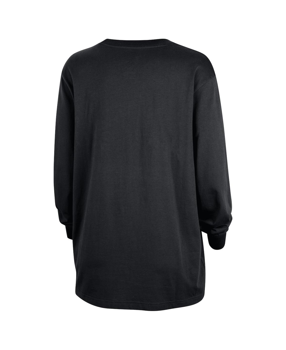 Nike Women's Black Wnba Jump Woman Logo Boyfriend Oversized Long Sleeve T-shirt