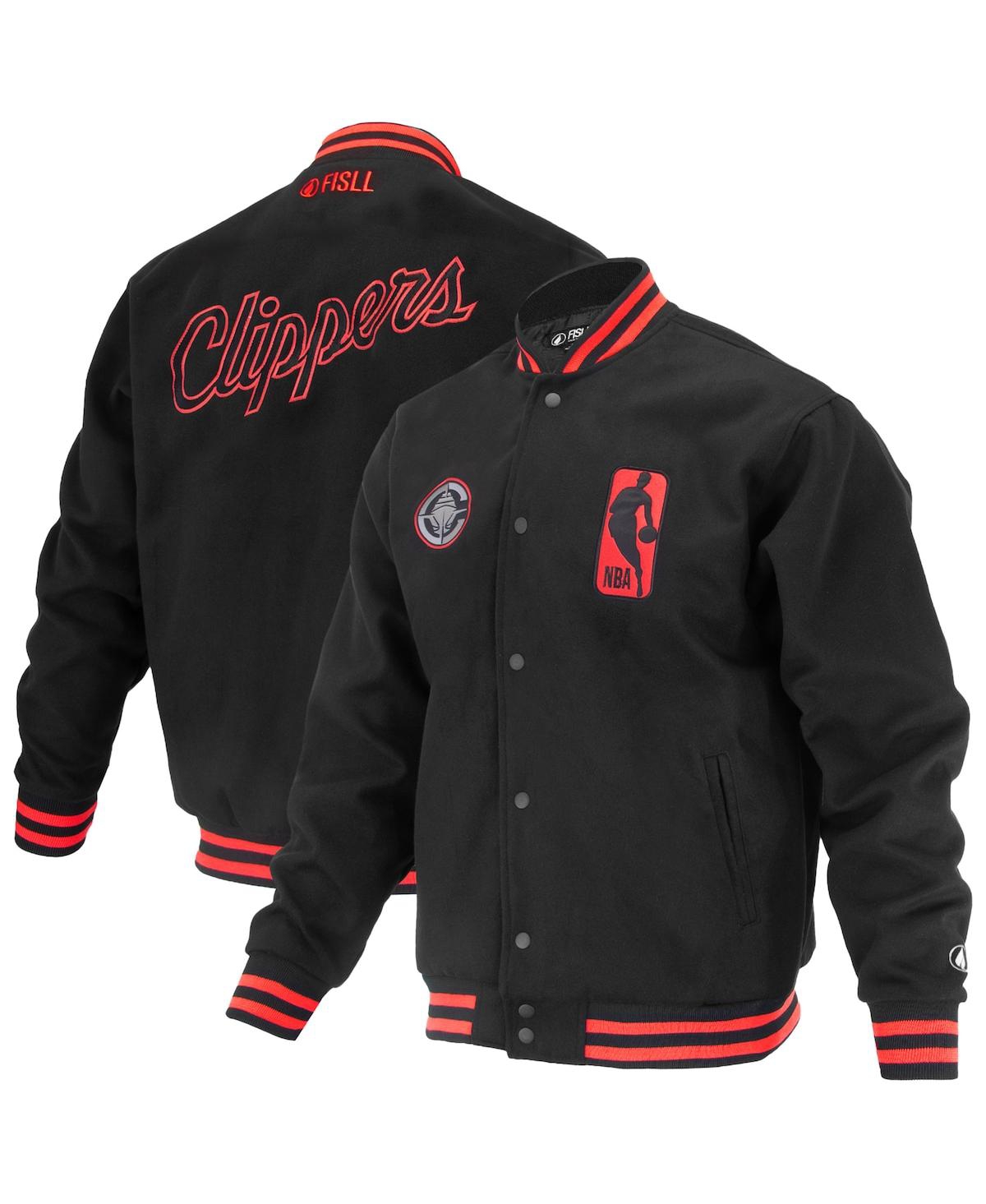 Men's and Women's Black La Clippers Logo Man Shadow Collection Full-Snap Varsity Jacket - Black