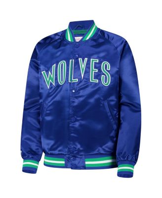 Big Boys and Girls Royal Minnesota Timberwolves Hardwood Classics Satin Raglan Full-Snap Jacket