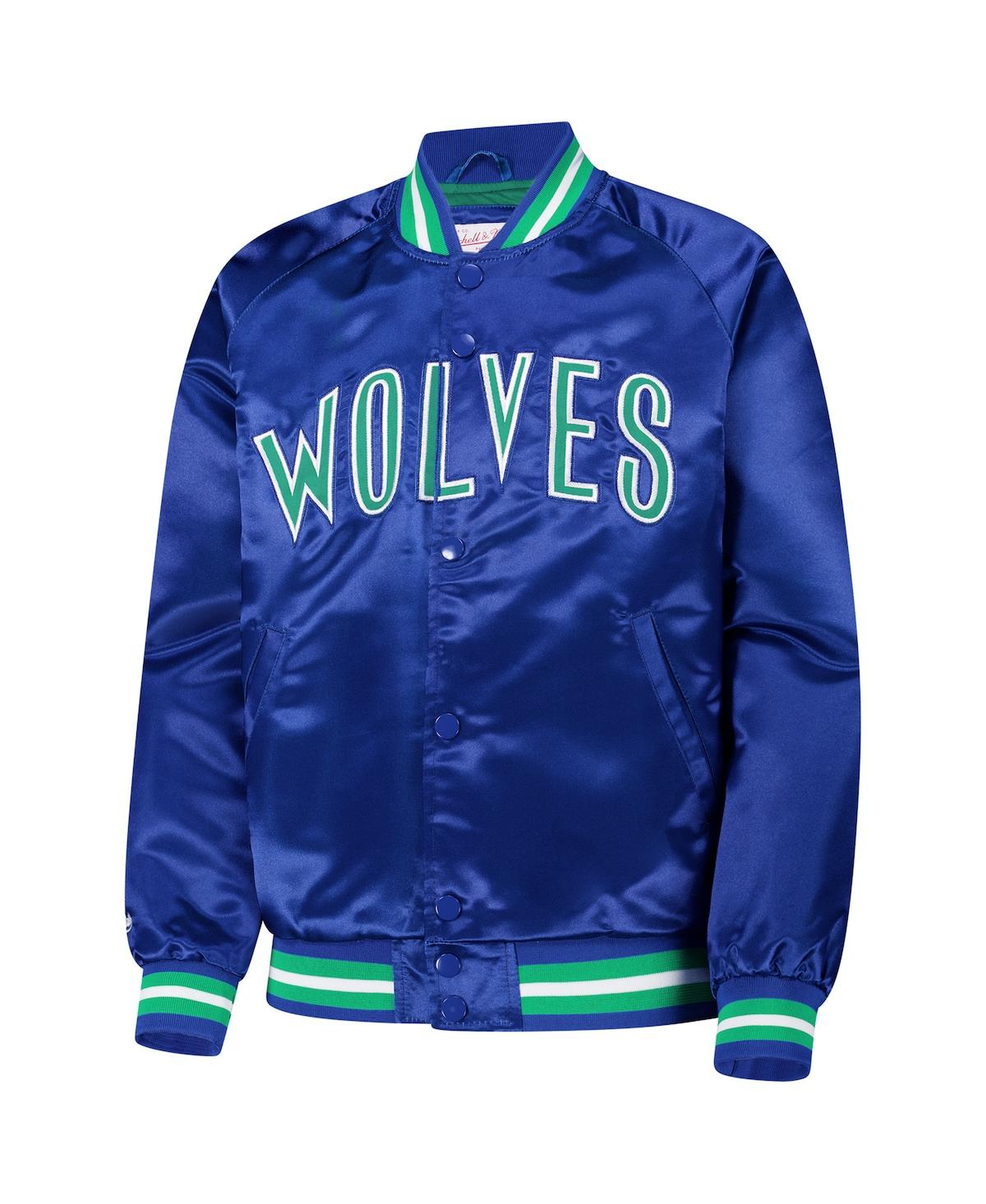 Mitchell & Ness Big Boys And Girls Royal Minnesota Timberwolves Hardwood Classics Satin Raglan Full-snap Jacket
