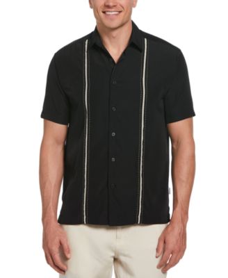 Men's Pick Stitch Panel Short Sleeve Button-Down Shirt