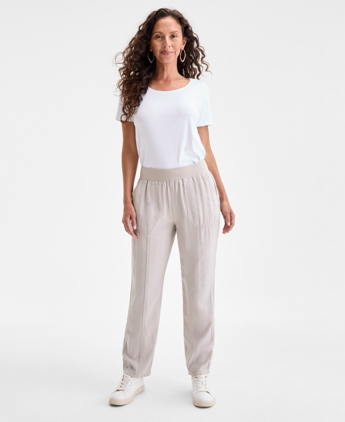 Women's Mid-Rise Pull On Straight-Leg Ankle Pants, Created for Macy's - Deep Black