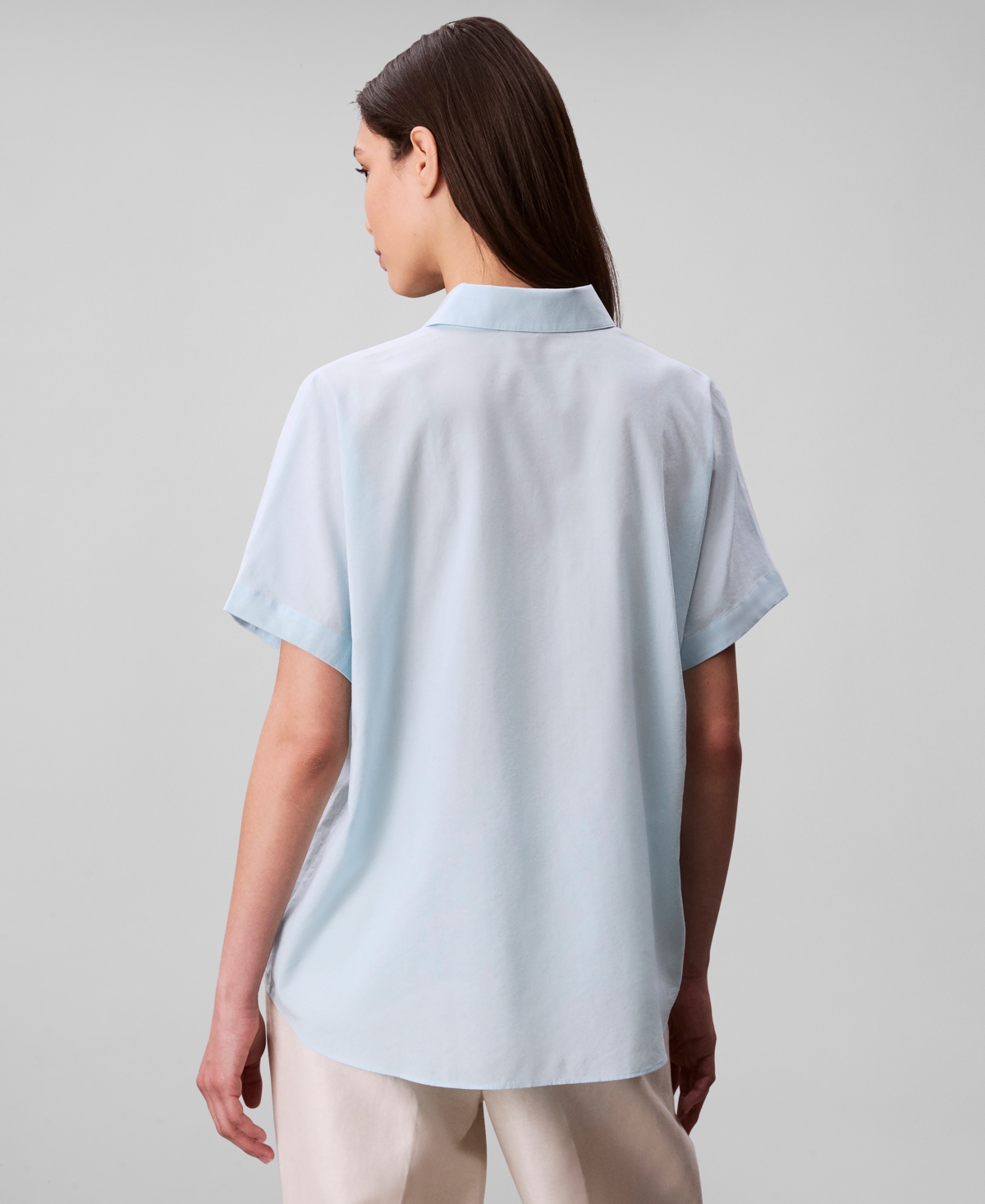 Calvin Klein Women's Short-sleeve Button-down Collared Shirt