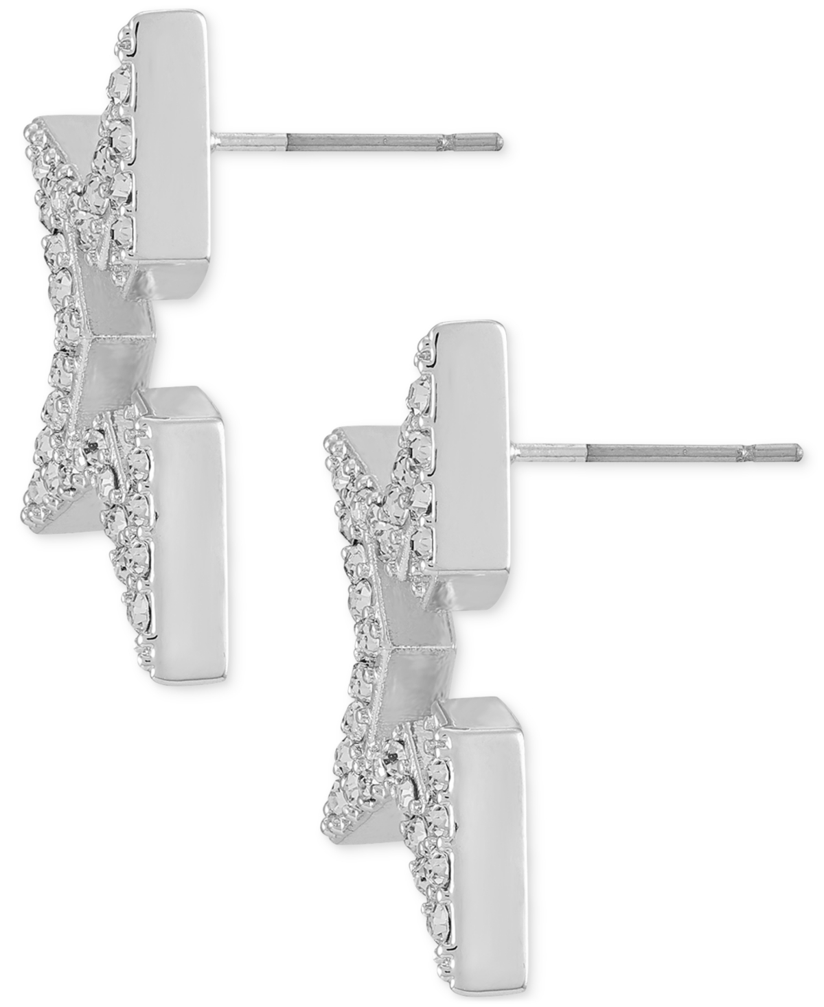 Guess Pave Rhinestone Open Partial Star Stud Earrings