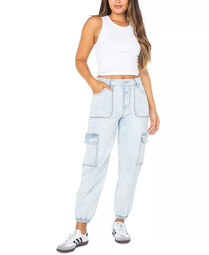 Juniors' High Rise Cargo Jogger Jeans