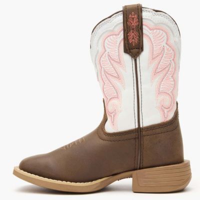 Kids Lil' Rebel Pro Trail Brown and White Western Boot