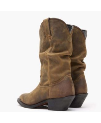 Women's Distressed Tan Slouch Western Boot