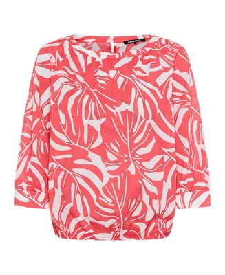 Women's Boat Neck Palm Statement Blouse