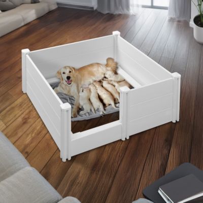 48" x 48" x 18" Whelping Box for Dogs and Puppies, Birthing Pen with Rails