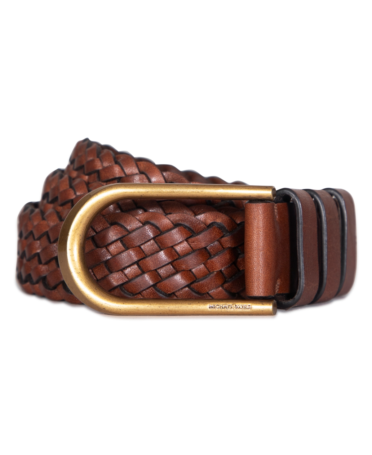 32mm Braided Leather Belt - Luggage