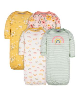 Baby Girls 4-Pack Gowns, Golden Floral, 0-6 Months