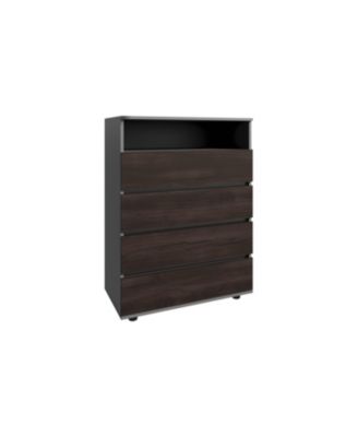 Trevose Dresser, 4 Drawers, 1 Shelf, Matt Gray / Dark Oak