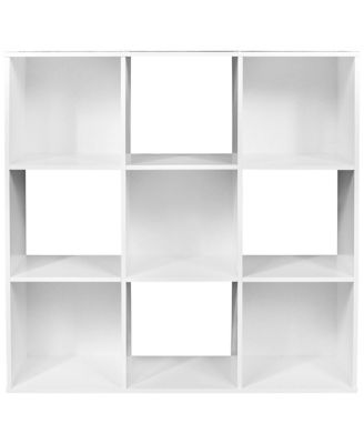9 Cube Wood Stackable Open Bookcase Display Shelf Organizer, White