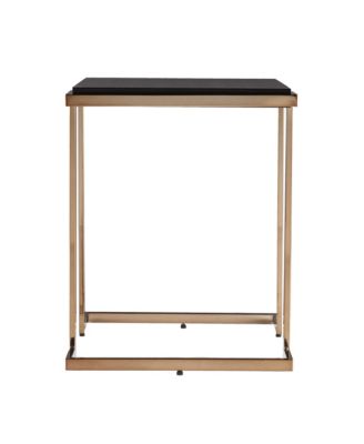24" Black Geometric Metal Square End Table