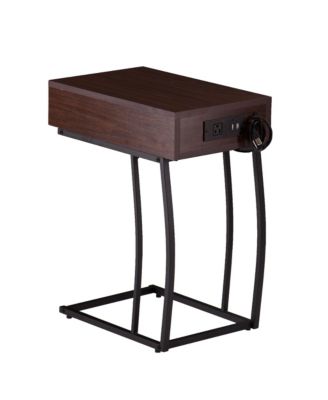 Wood and Iron End Table with Drawer for Sofa Side or Bedside Use