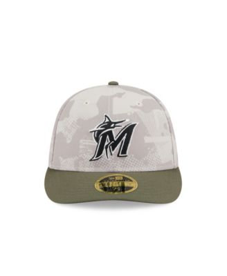Men's Light Beige/Olive Miami Marlins 2025 Armed Forces Day Low Profile 59FIFTY Fitted Hat