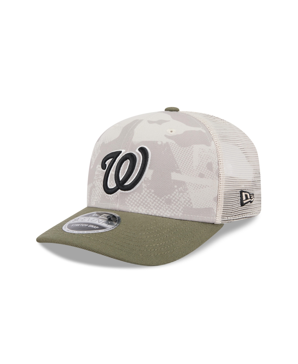 NEW ERA MEN'S LIGHT BEIGE/OLIVE WASHINGTON NATIONALS 2025 ARMED FORCES DAY 9SEVENTY ADJUSTABLE HAT 